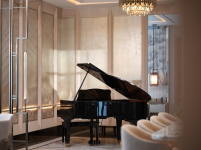From golf stimulator to massage table, Marina Bay Sands offers redesigned rooms as part of expansion The Chairman Suite is decorated with a grand piano as centrepiece. — Pictures courtesy of Marina Bay Sands