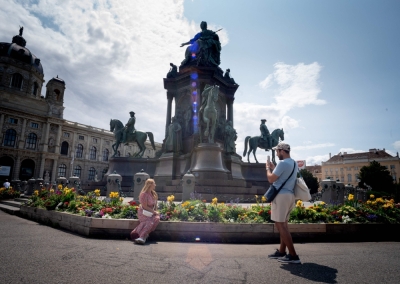 This region is home to the world’s most liveable cities A couple snaps photographs in front of the Maria Theresa Memorial in Vienna, Austria, on July, 24 2024. The Maria Theresa Memorial, designed by Baron Karl von Hasenauer and Gottfried Semper, is one of the important monuments of the Habsburg monarchy. Empress Maria Theresa ruled from 1740 to 1780. — AFP pic