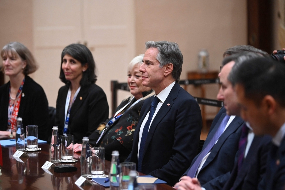 OSCE meeting in Malta: US’ Blinken, Russia’s Lavrov to face off over Ukraine war US Secretary of State Antony Blinken (centre) listens during a meeting with Maltese Prime Minister at the Auberge de Castille in Valletta on December 4, 2024. Blinken arrived in Malta to attend the 31st OSCE Ministerial Council on December 5 and 6. — Jonathan Borg/Pool/AFP pic