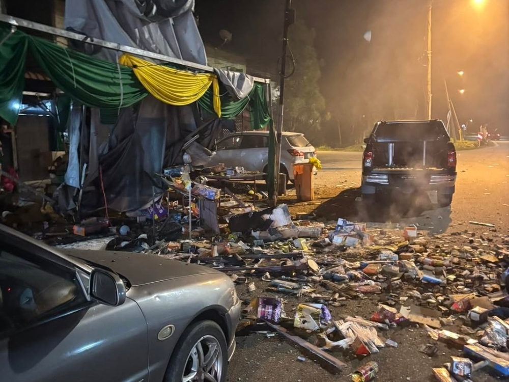 One critical, three injured after flames engulf firecracker stall in Sabak Bernam The aftermath of the incident that saw four hospitalised early this morning. — Picture via Facebook