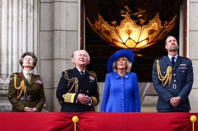 King Charles reminds war survivors of ‘arms you link’ as greatest weapons on 80th VJ Day Britain’s King Charles III (second from left) flanked by Princess Anne (left), his wife Queen Camilla (second from right) and Crown Prince William on the Buckingham Palace balcony watching the flypast to celebrate the 80th anniversary of VE Day also known as Victory in Europe on August 15, 2025. — AFP pic