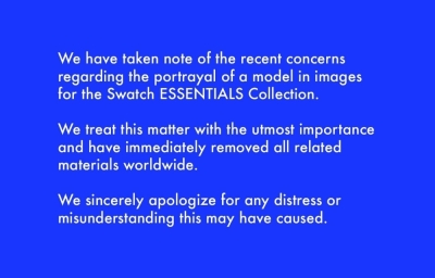 Swatch apologises and pulls ad after ‘slanted eye’ gesture sparks backlash in China Swiss watchmaker Swatch has apologised and removed an advert featuring a model pulling the corners of his eyes after the image prompted accusations of racism and calls for a boycott on Chinese social media. — Picture via Instagram/swatch
