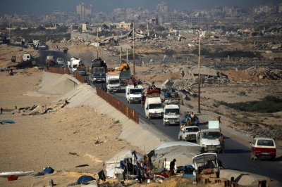 Israeli army pushes mass displacement from Gaza City amid offensive plans, UN warns of disaster, residents say ‘no safe place’ Vehicles transporting Palestinians fleeing south, drive along the coastal road near the Nuseirat camp in the central Gaza Strip, on August 5, 2025. — AFP pic
