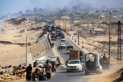 World spends far more on war than on building peace, UN chief warns Vehicles move along the coastal road used by displaced people evacuating southbound from Gaza City, in Nuseirat in the central Gaza Strip, on September 9, 2025. United Nations (UN) Secretary-General Antonio Guterres warned that the world is spending far more on waging wars than on building peace. — AFP pic