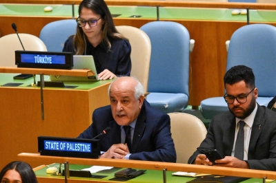 Israel says ‘disgraceful’ UN declaration encourages Hamas Palestinian Ambassador to the UN Riyad Mansour speaks during a General Assembly meeting to vote on a two-state solution to the Palestinian question at United Nations headquarters in New York September 12, 2025. — AFP pic