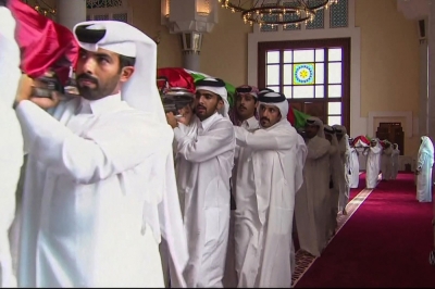Ceasefire hopes fade as Netanyahu targets Hamas leaders in Qatar, Gaza bombings escalate Men carry the flag-draped bodies of six people, who were killed in an Israeli strike two days earlier, inside a mosque in Doha on September 11, 2025, in this video grab. — AFP pic