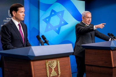 Rubio promises ‘unwavering support’ for Israel in Gaza goals US Secretary of State Marco Rubio (left) looks on as Israel's Prime Minister Benjamin Netanyahu (right) takes a question during a joint press conference at the Prime Minister's Office in Jerusalem on September 15, 2025. — AFP pool pic