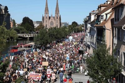 France paralysed as mass protests erupt against Macron’s austerity push Protestors demonstrate in Strasbourg, eastern France on September 18, 2025, during a day of nationwide strikes and protests called by unions over France’s national budget. — AFP pic