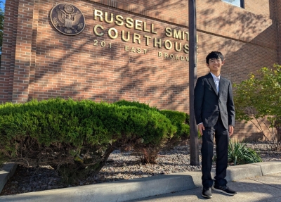 Young plaintiffs stand tall after taking on Trump’s climate agenda in court Nineteen-year-old Joseph Lee, one of the youth plaintiffs in the Lighthiser v. Trump case, poses outside Russell Smith Courthouse in Missoula, Montana, September 17, 2025. — AFP pic