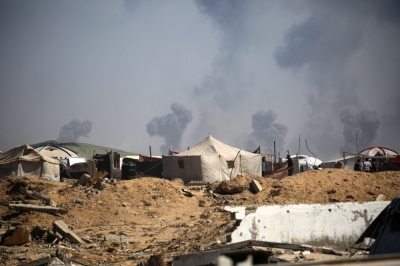 Israel army says will use ‘unprecedented force’ in Gaza City Tents of displaced Palestinians stand in the Nuseirat refugee camp in the central Gaza Strip, as plumes of smoke rise during Israeli bombardment above Gaza City, on September 19, 2025. — AFP pic