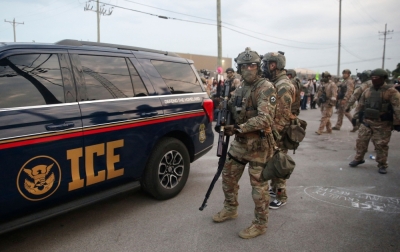 Beware of ICE on roads: Migrants in Texas patrol streets and social media to warn each other of raids Immigration and Customs Enforcement (ICE) agents armed with less-lethal weapons gather outside an ICE processing center during a protest in Broadview, Illinois, on September 19, 2025. — AFP pic