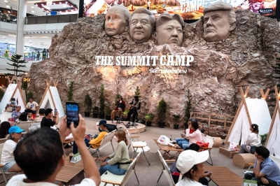 Rocky relations? Bangkok mall displays ‘Mt Rushmore’ of Trump, Putin, Xi and Kim A visitor takes a photo of a parody Mount Rushmore sculpture depicting the faces of Russia’s President Vladimir Putin, China’s President Xi Jinping, North Korea’s leader Kim Jong-un and US President Donald Trump at ‘The Summit Camp’ camping and outdoors experience at a shopping mall in Bangkok September 24, 2025. — AFP pic