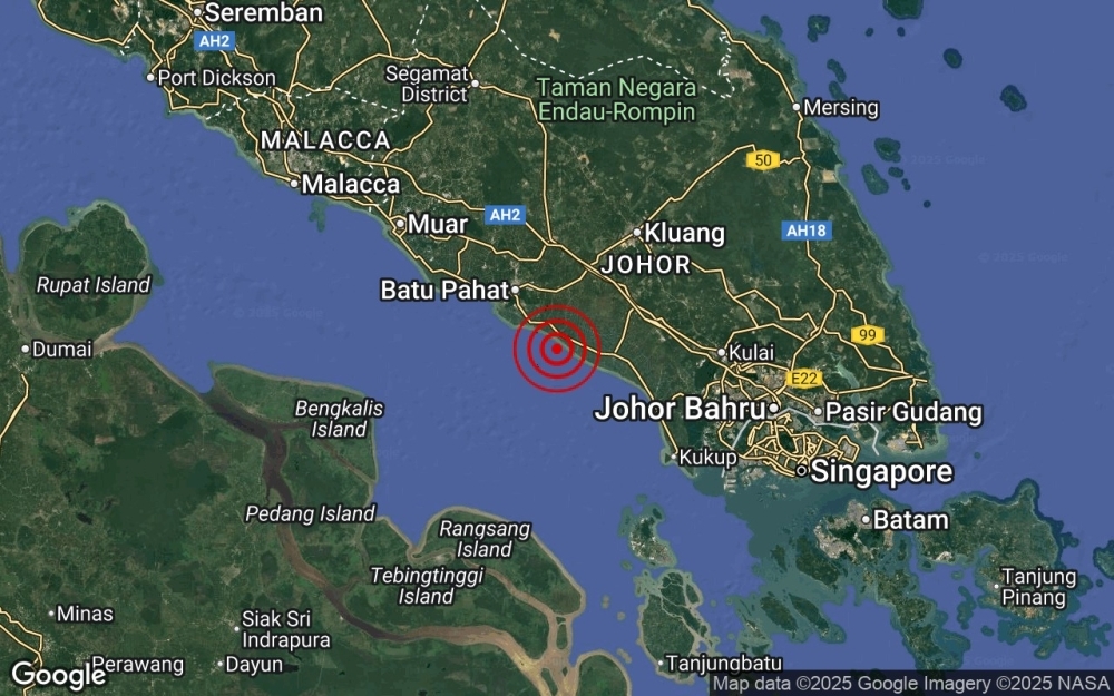 Minor quake strikes off Batu Pahat, Johor, MetMalaysia says tremors may have been felt MetMalaysia said that it would continue to monitor the situation closely. — Picture via Facebook/MetMalaysia