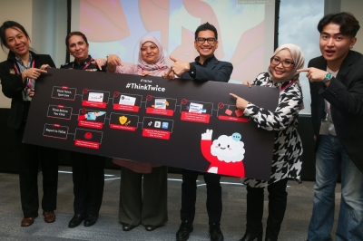 TikTok Malaysia partners with PDRM and govt agencies to fight scams through #ThinkTwice campaign (From left) National Anti-Financial Crime Centre’s (NFCC) Chian Wen Sin, Bukit Aman Commercial Crime Investigation Department’s (CCID) Supt Rajvinder Kaur, MCMC Head of Community Engagement Department Saidatul Ashikin Abu Hassan, TikTok Malaysia public policy head Firdaus Fadzil, TikTok content creators Wan Fatin Sufina and Kee Sen Yao pose for a picture at TikTok’s #ThinkTwice media briefing on scam prevention in Kuala Lumpur September 29, 2025. — Picture by Choo Choy May