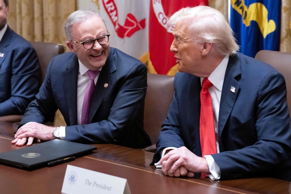 Awkward moment as Trump mocks Aussie envoy Kevin Rudd face-to-face; PM Anthony Albanese, aides left laughing it off