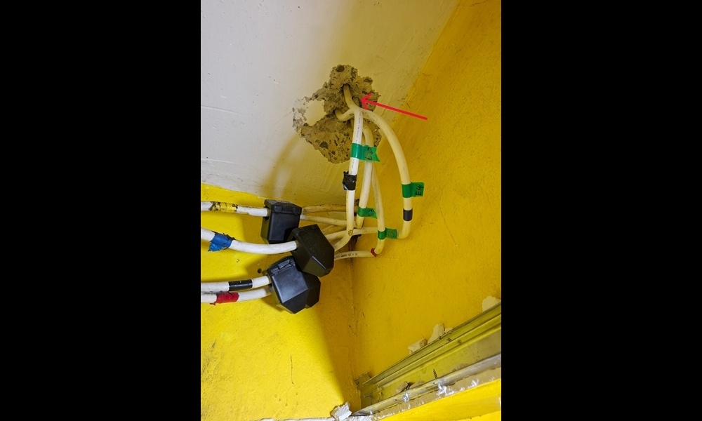 Supermarket chain caught with fingers in the power socket — another electricity theft uncovered in Miri Investigations revealed that cables were illegally tapped directly from the incoming mains at the five-foot way. — The Borneo Post pic