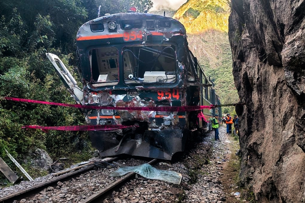 Head‑on train crash near Peru’s Machu Picchu kills conductor, injures 40 passengers One of the two trains affected after a head-on collision connecting Machu Picchu with Ollantaytambo is pictured in Pampacahua, Cusco Department, Peru, on December 30, 2025. At least one person died and 40 others were injured on December 30, 2025, in a head-on collision between two tourist trains on the route to Machu Picchu in south-eastern Peru, authorities said. — AFP pic