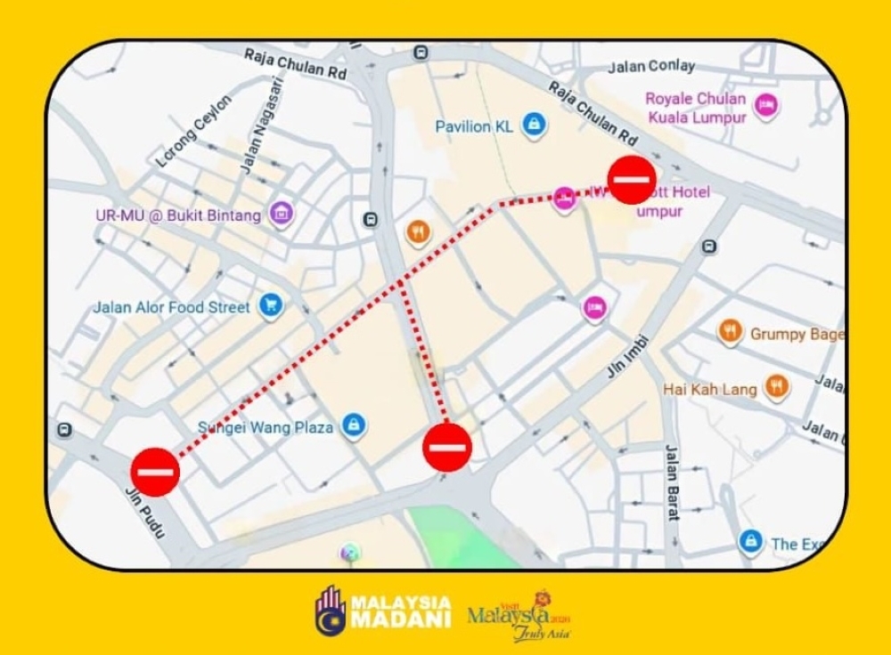 Jalan Sultan Ismail, Jalan Bukit Bintang to be closed for ‘I Lite U’ from 8am tomorrow Kuala Lumpur City Hall (DBKL), in a Facebook post today, said the closure of both roads will be in effect until 3am on January 4 (Sunday). — Picture via Facebook