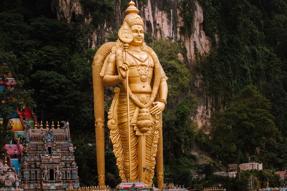 Batu Caves gears to welcome over 3.5 million visitors this Thaipusam, with a 'mini' celebration this weekend Standing at 42.7 metres tall, the golden statue was installed in 2006 and is currently the world’s largest Lord Murugan statue outside India. — Picture by Raymond Manuel