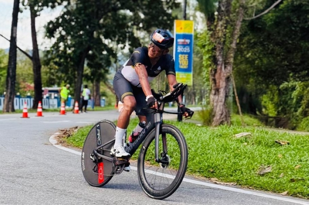 Inside the fitness regime of ‘Datuk Blade’, KL’s Ironman-ready police chief (VIDEO) Kuala Lumpur police chief Datuk Fadil Marsus powering through the cycling leg of Ironman Malaysia, where he became the first state police chief to complete a full-distance triathlon. — Picture via Facebook/PDRMMsiaOfficial