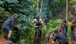 Rwandan cyclist Didier Munyaneza races in a past Rwanda Epic competition. The 2022 Rwanda Epic cycling race will run from November 1-5. / Photo: Courtesy