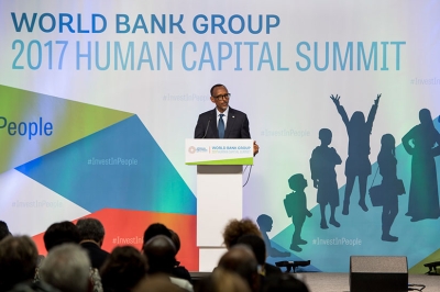 President Kagame delivers the keynote address at the World Bank 2017 Human Capital Summit, held in Washington DC.