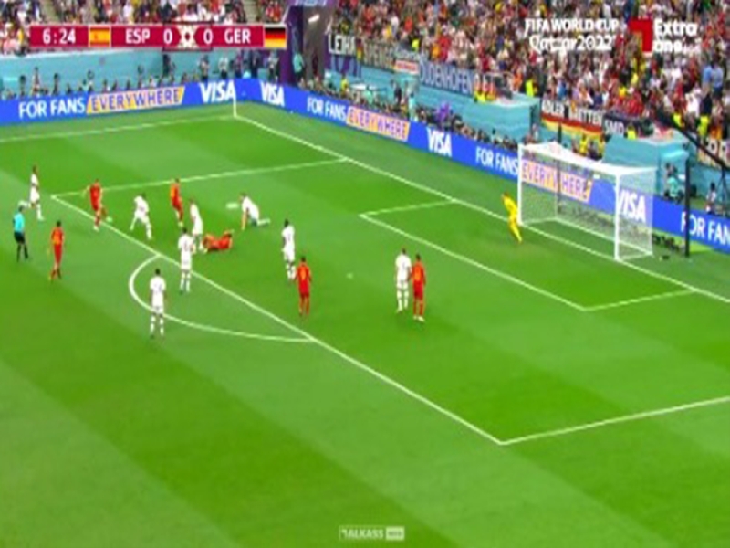 بالفيديو.. العارضة تحرم إسبانيا من تسجيل الهدف الأول أمام ألمانيا