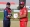 Nepal skipper Sandeep Lamichhane handing over a memento to his Oman counterpart Zeeshan Maqsood. Photo: CAN