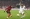 Leverkusen's Moussa Diaby, left, shoots on goal during the Europa League semifinal second leg soccer match between Bayer Leverkusen and Roma at the BayArena in Leverkusen, Germany. Photo: AP
