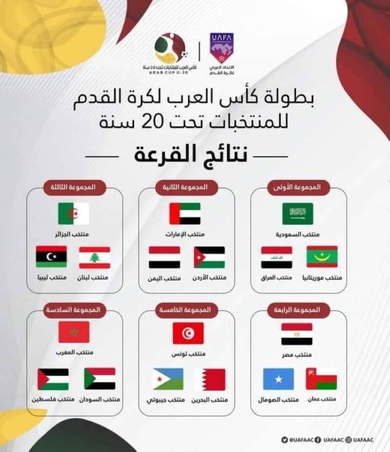  كأس العرب للشباب: الأخضر في المجموعة الأولى مع موريتانيا والعراق
