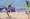 لقطة من مباراة المنتخب الوطني لكرة اليد للشواطئ أمام نظيره المنتخب الإندونيسي 