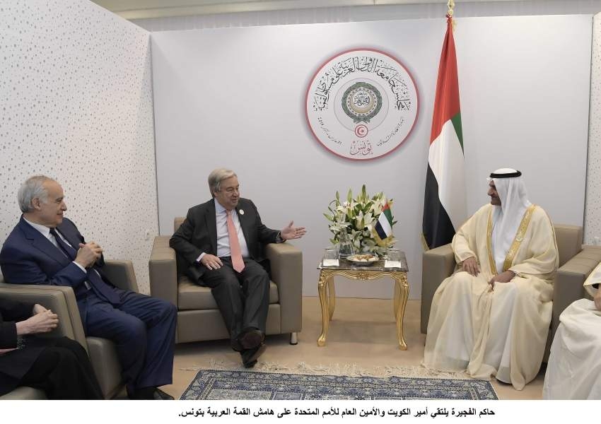 حاكم الفجيرة يلتقي أمير الكويت والأمين العام للأمم المتحدة