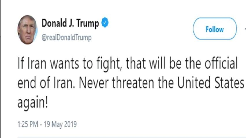 ترامب متوعداً: إذا أرادت إيران القتال فستكون نهايتها رسمياً