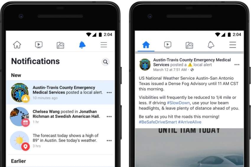 فيسبوك توسع خاصية التنبيهات المحلية في حالات الطوارئ