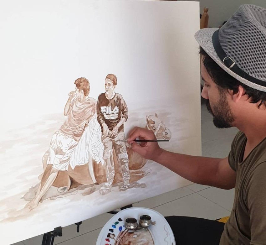 «تيجو نرسم سوا».. 15 فناناً عربياً يمارسون الإبداع الجماعي عن بعد في العين