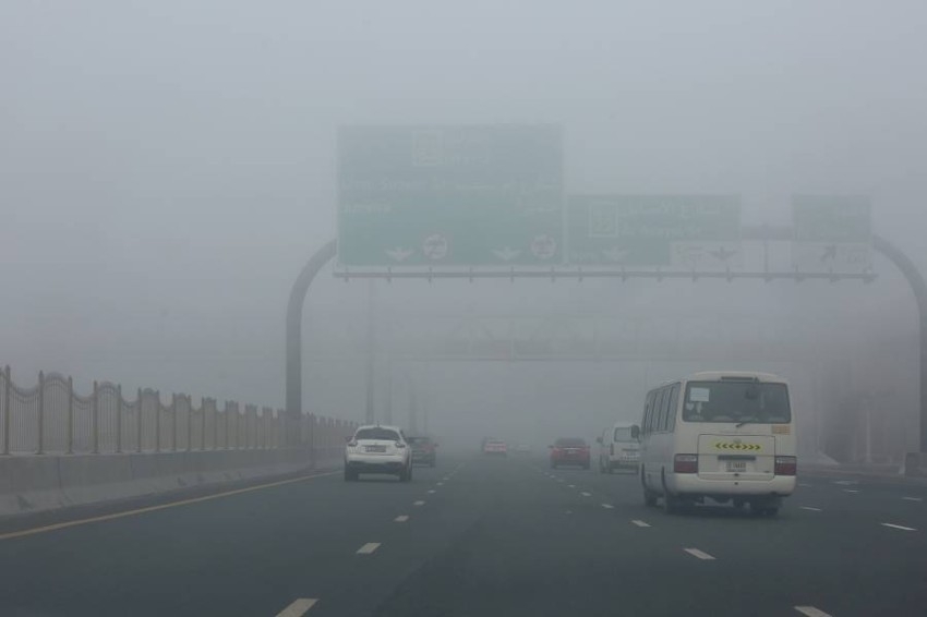 شرطة دبي: 1810 مكالمات و24 حادثاً مرورياً بسبب الضباب صباح اليوم