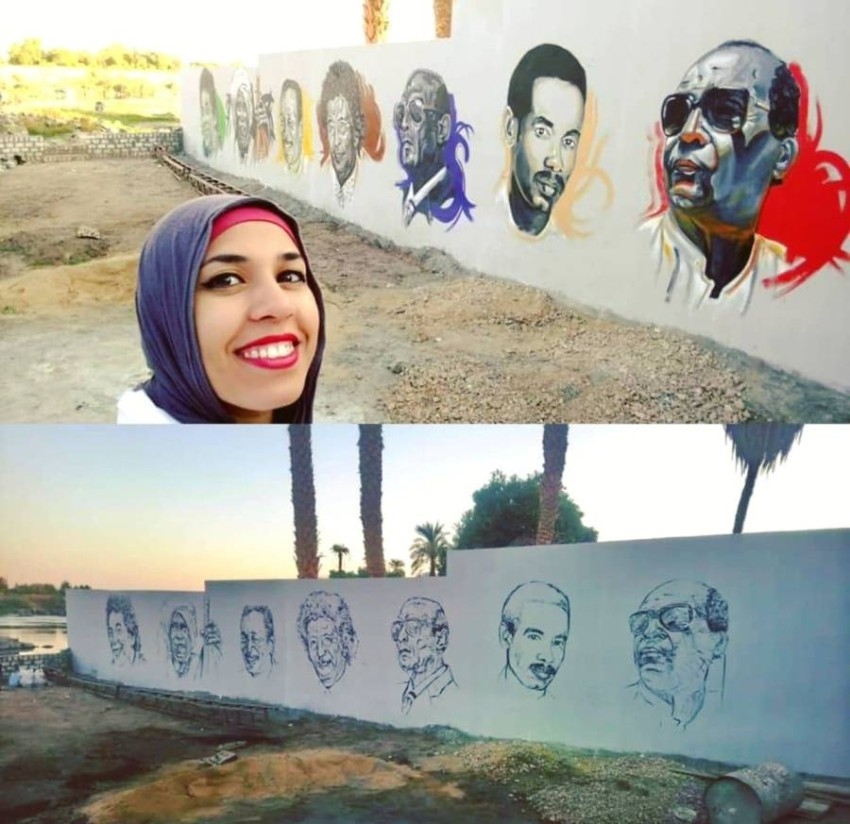 بالغرافيتي والبورتريه.. فنانة شابة تحوّل جدران مدينتها إلى متحف مفتوح