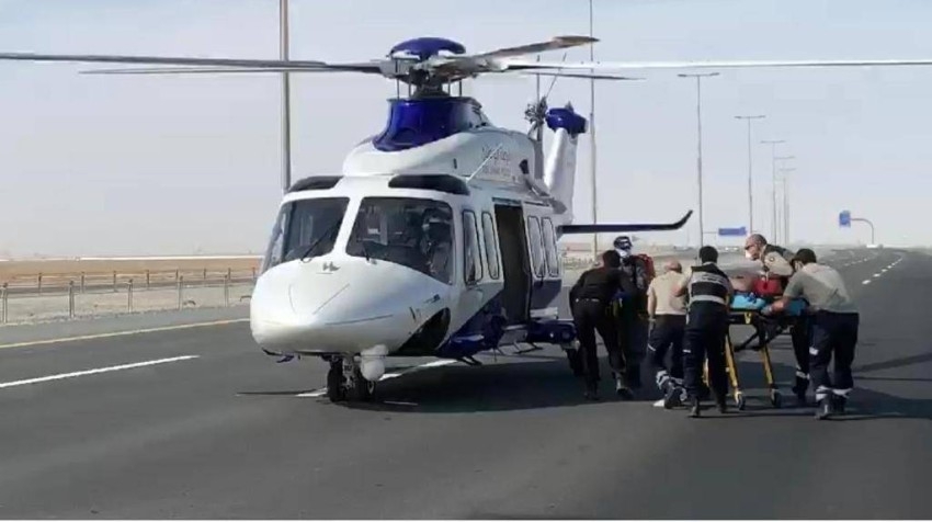 طيران شرطة أبوظبي ينقل مصاباً إلى مدينة الشيخ شخبوط الطبية