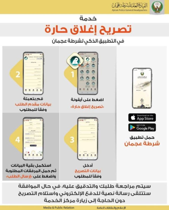 شرطة عجمان تطلق خدمة «إغلاق حارة» على تطبيقها الذكي