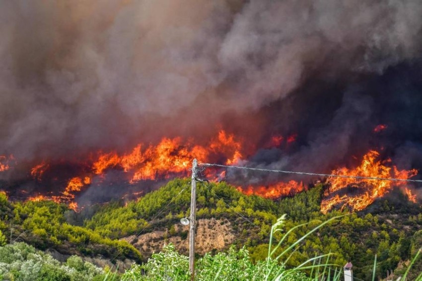 إجلاء السائحين والسكان بالقوارب مع انتشار حرائق الغابات في اليونان
