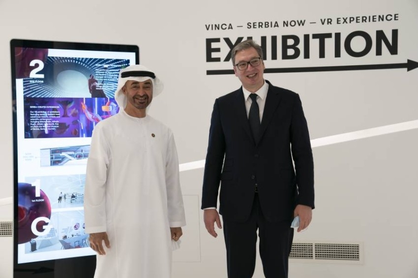 محمد بن زايد يزور جناح صربيا في إكسبو 2020 دبي ويلتقي رئيسها
