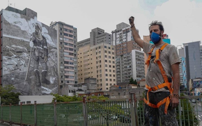 رماد حرائق الأمازون يتحول إلى جدارية عملاقة في ساو باولو