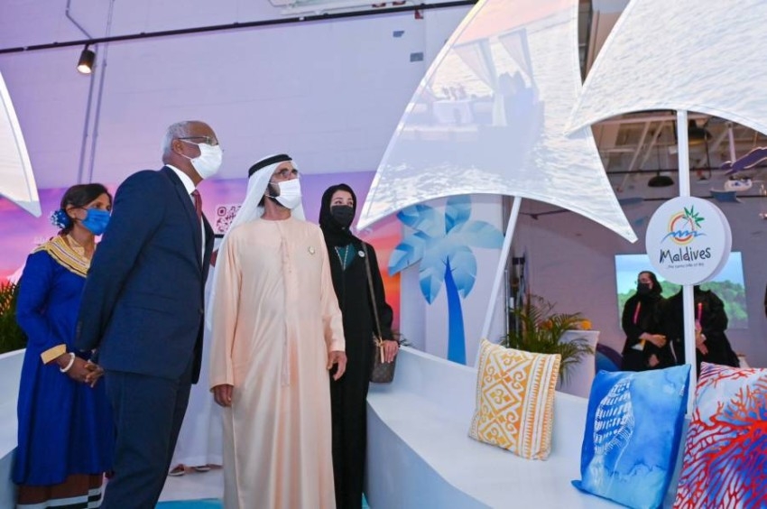 محمد بن راشد يلتقي رئيس المالديف ويزور أجنحة مصر وفلسطين وسويسرا بإكسبو دبي