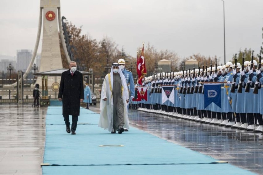 مراسم استقبال محمد بن زايد في تركيا