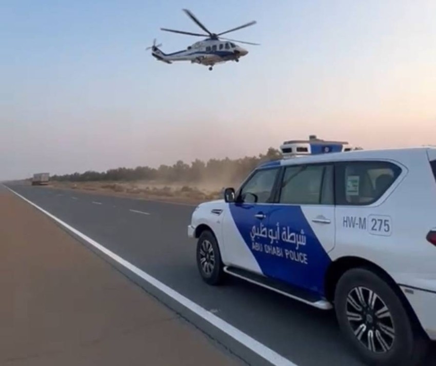 طيران شرطة أبوظبي ينقل مصاباً آسيوياً إلى «شخبوط الطبية»