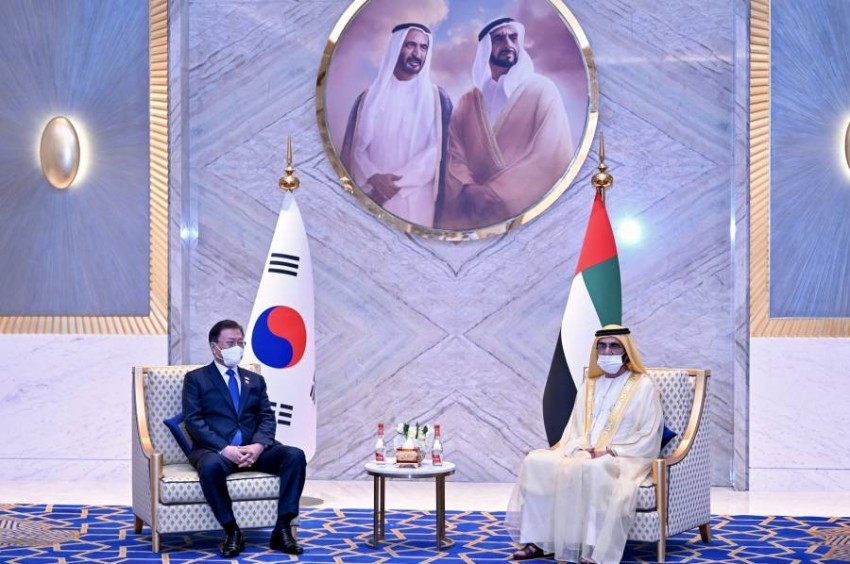 محمد بن راشد يستقبل رئيس كوريا ويشيد بالشراكة الاستراتيجية