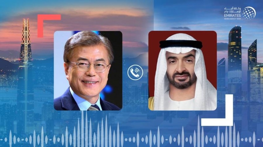 محمد بن زايد والرئيس الكوري يبحثان هاتفياً العلاقات الاستراتيجية