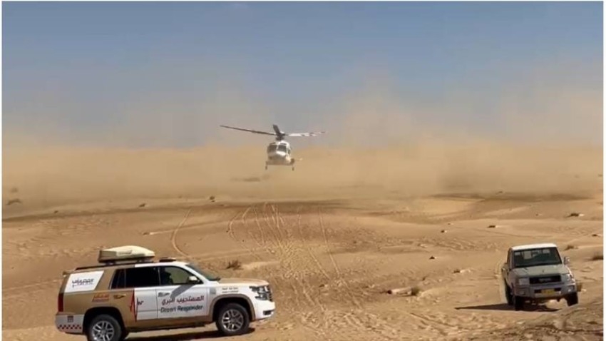 الجناح الجوي بشرطة دبي ينقل مصاباً في حادث تدهور إلى مستشفى راشد