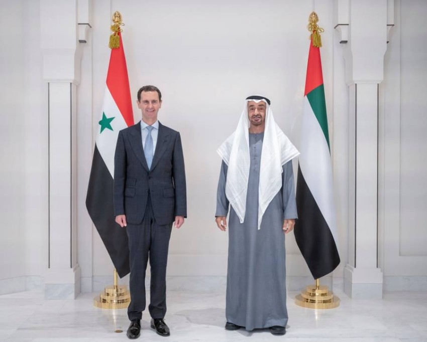 محمد بن زايد يستقبل الرئيس السوري بشار الأسد
