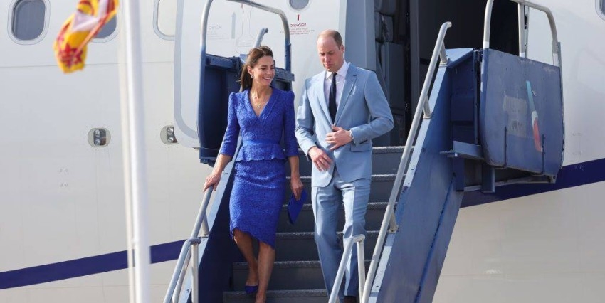 كيت ميدلتون أنيقة بالأزرق في جولتها الملكية بمنطقة البحر الكاريبي